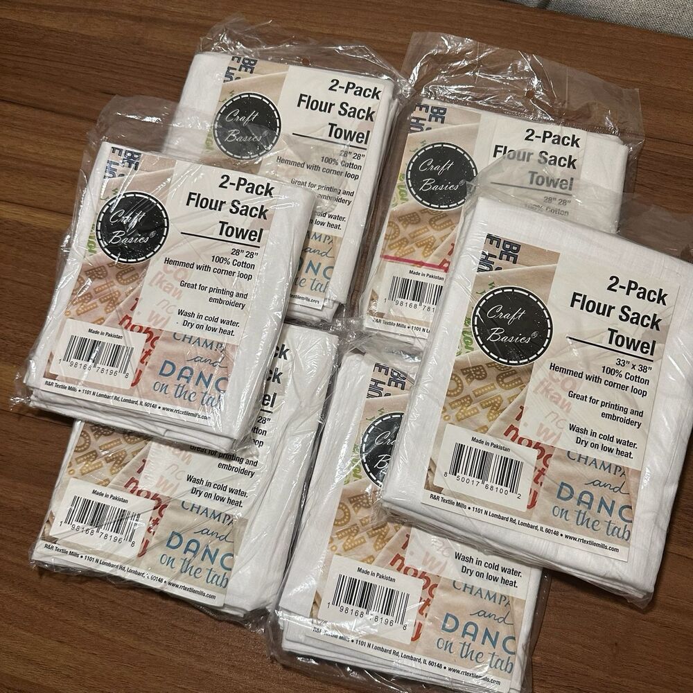 High Quality 100% Cotton Flour Sack Towels, 28x28”, 12 Total